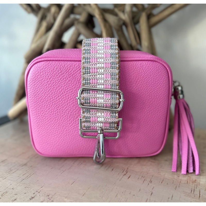 Soft Pink Italian Leather Camera Bag and Strap Combo.