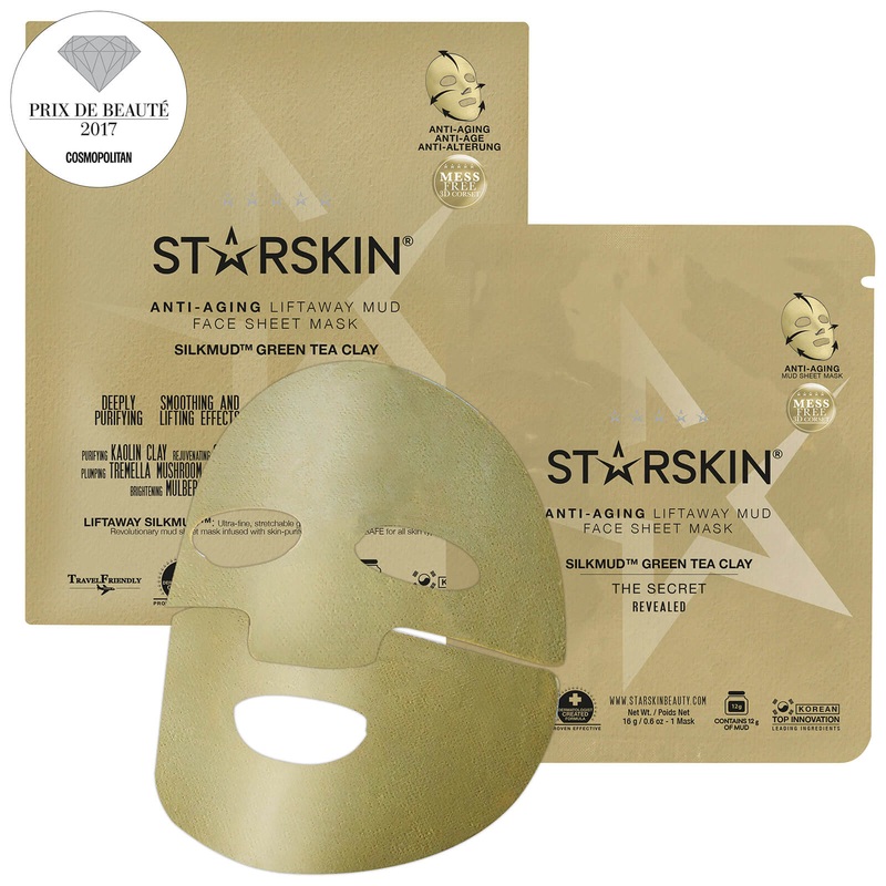 STARSKIN SILKMUD Green Tea Clay Anti-Aging Liftaway Mud Face Sheet Mask