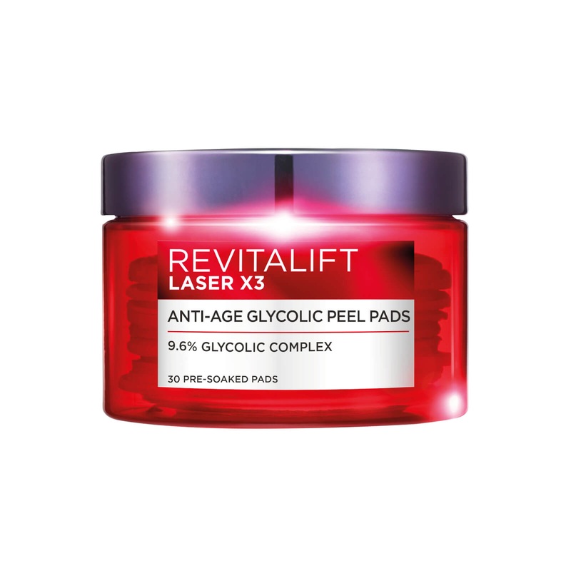 L'Oral Paris Revitalift Laser X3 Anti-Age Glycolic Peel Pads (30 Pads)