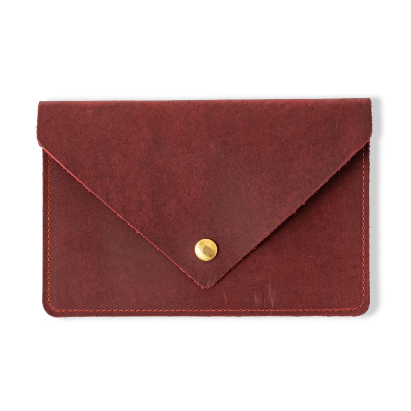 Cranberry Crazy Horse Leather Clutch