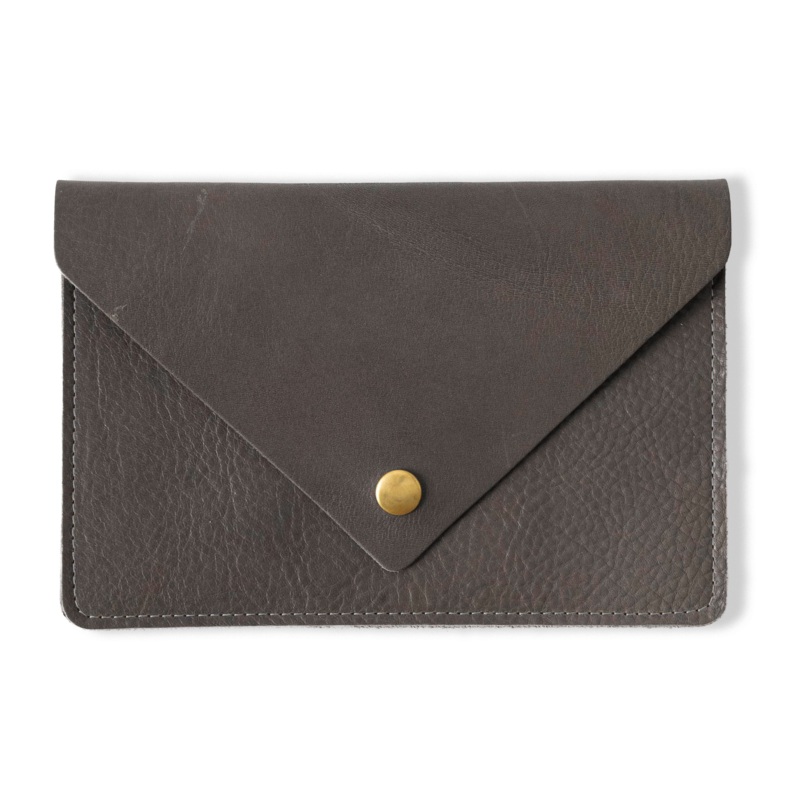 Grey Cypress Leather Clutch
