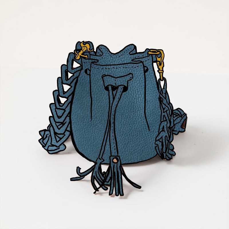 Italian Blue Mini Bucket Bag