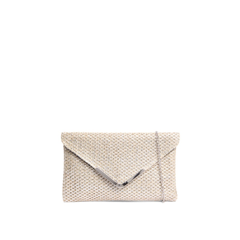 Raffia Envelope Metallic Clutch with chain
