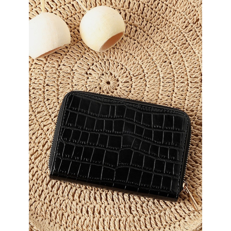 Black Textured Vegan Leather Wallet