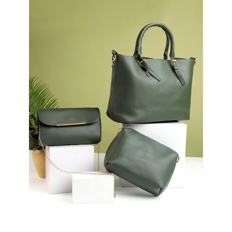 Daphne Green HandBag With Pouch Set