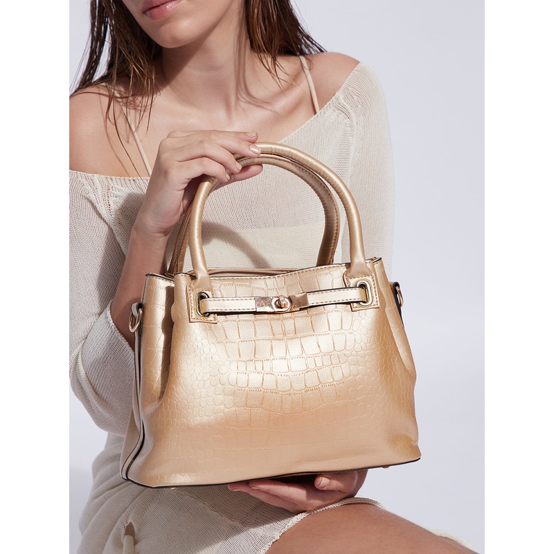 Evelyn Beige HandBag With Pouch Set
