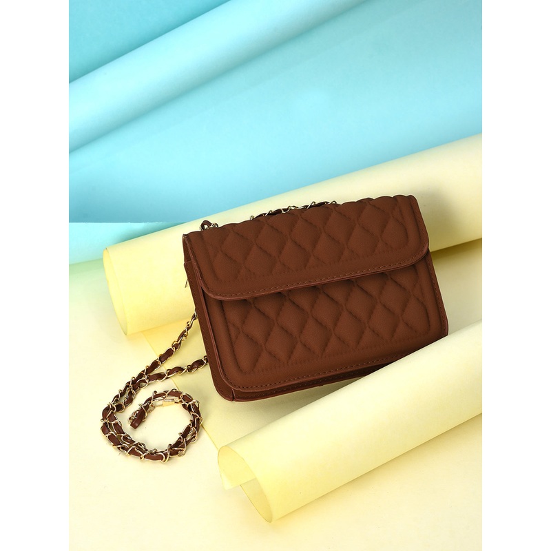 Quilted Quest Brown Cross Body Bag