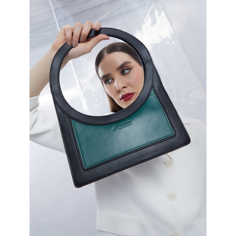 The Aureola Shoulder Bag - Emerald Green:Onyx Black