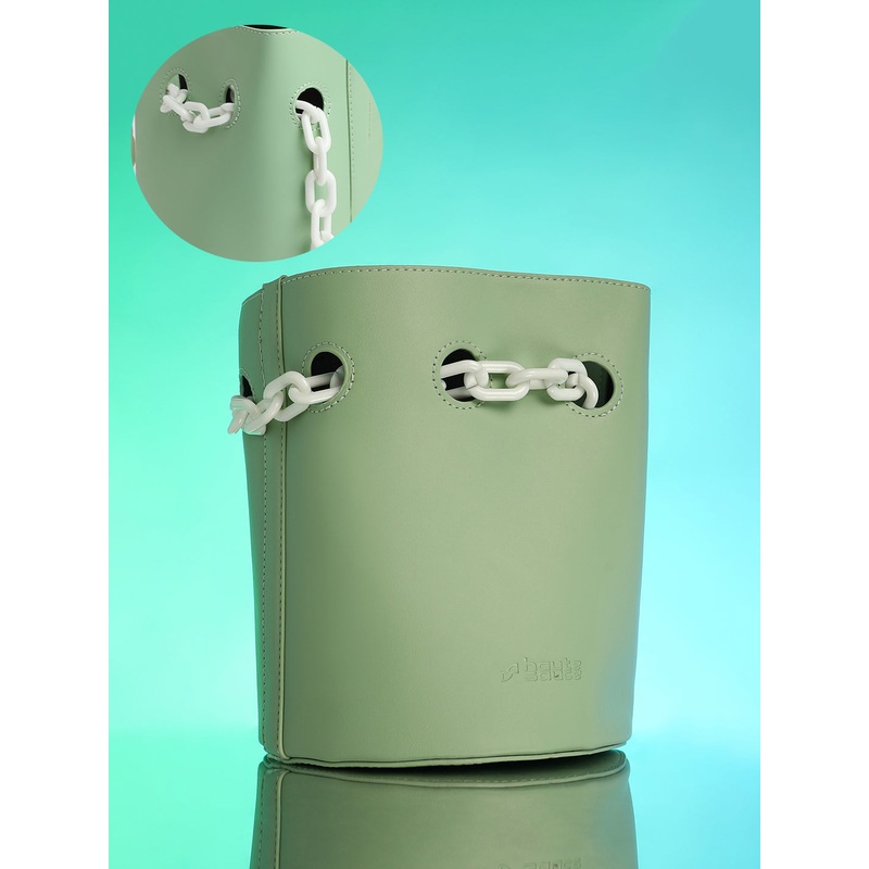 The Block-A-Chain Bucket Bag - Pistachio Green