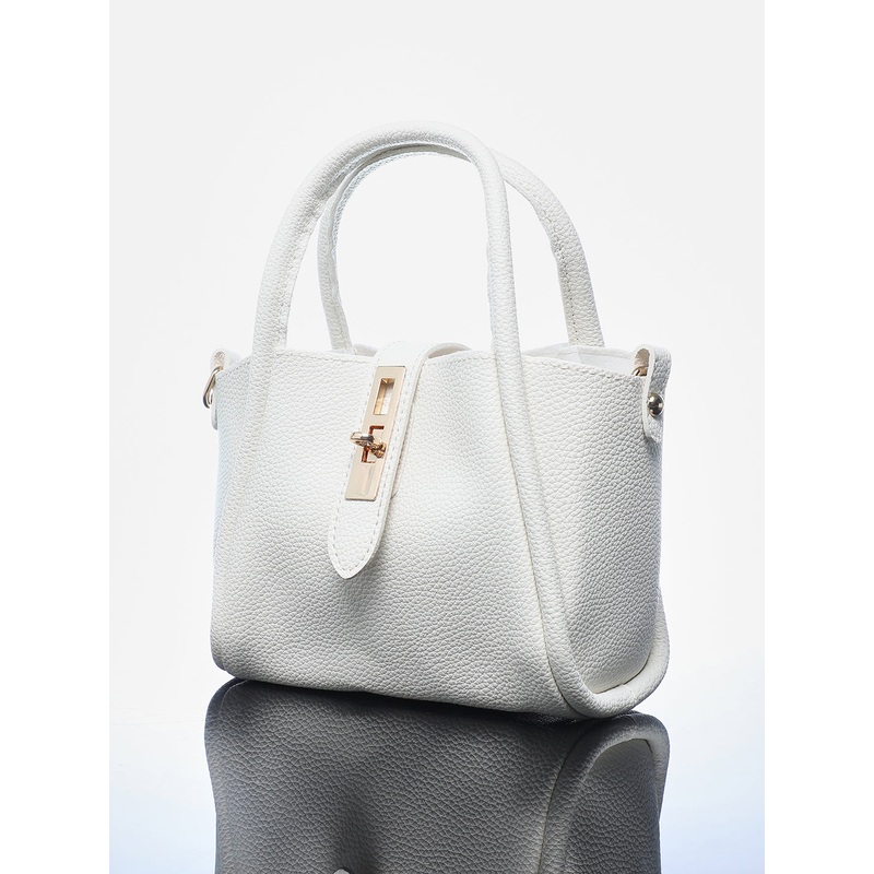 The Galleria Hand Bag With Pouch - Ivory White