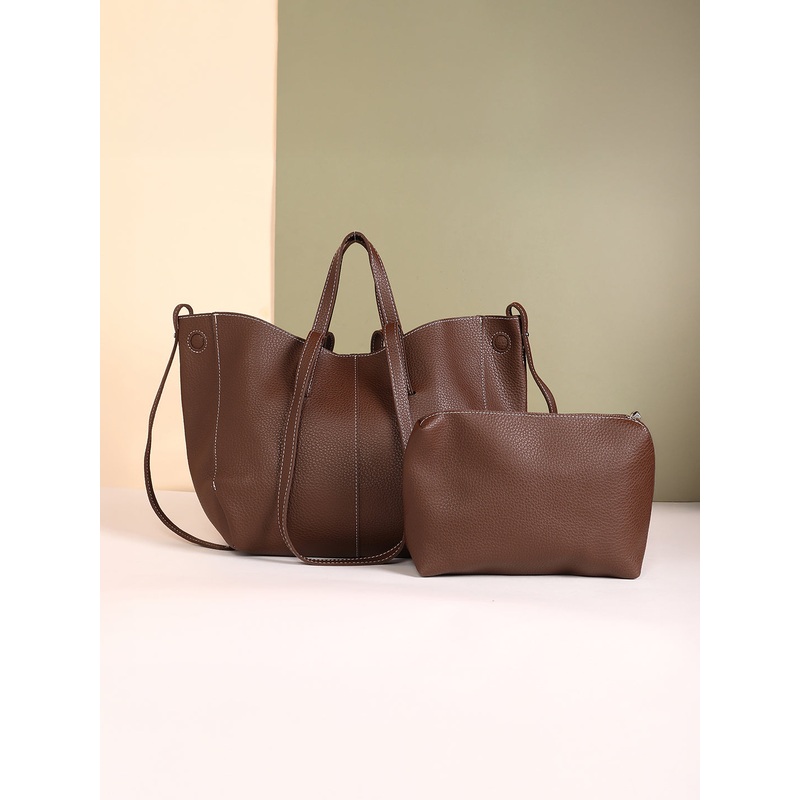 The Medium Illum Tote Bag With Pouch - Chocolate Brown