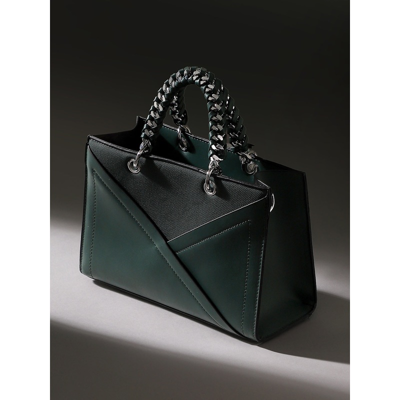 The Overlap-Chainlink Hand Bag - Emerald Green