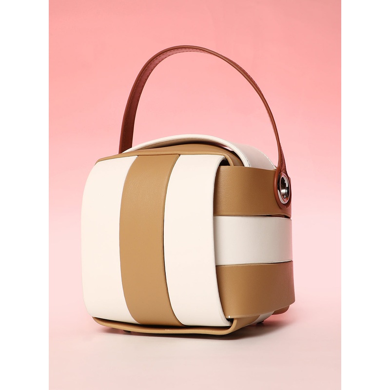 The Panel Verva Hand Bag - Camel Brown & Ivory White