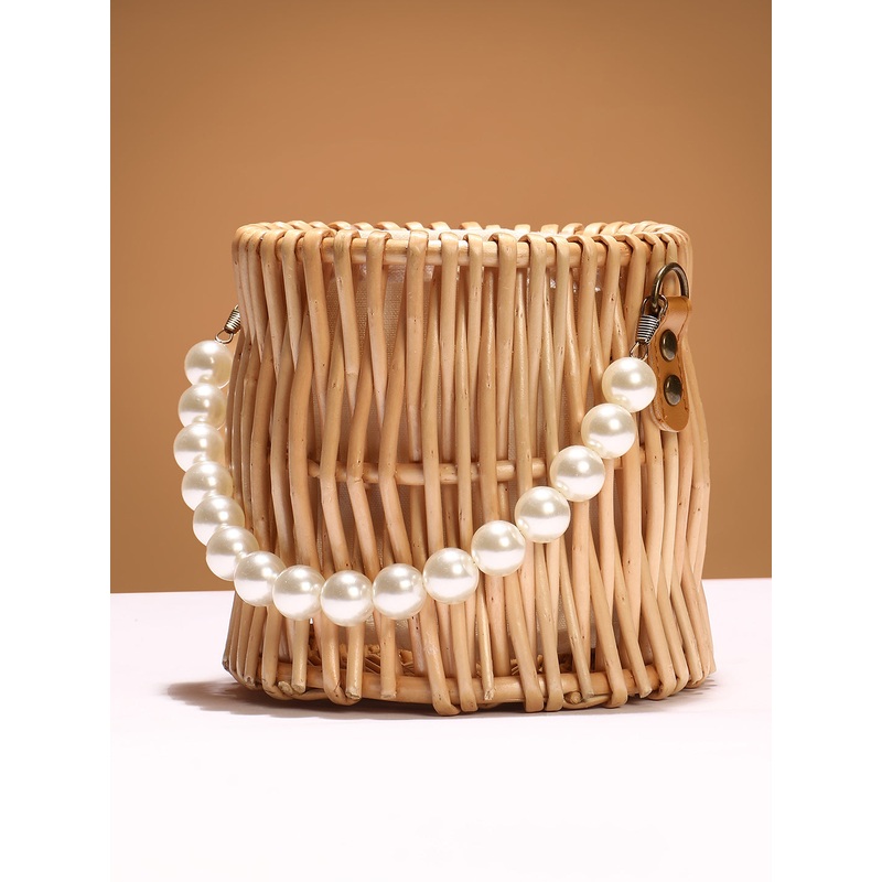 The Rattan Hand Bag - Khaki Brown