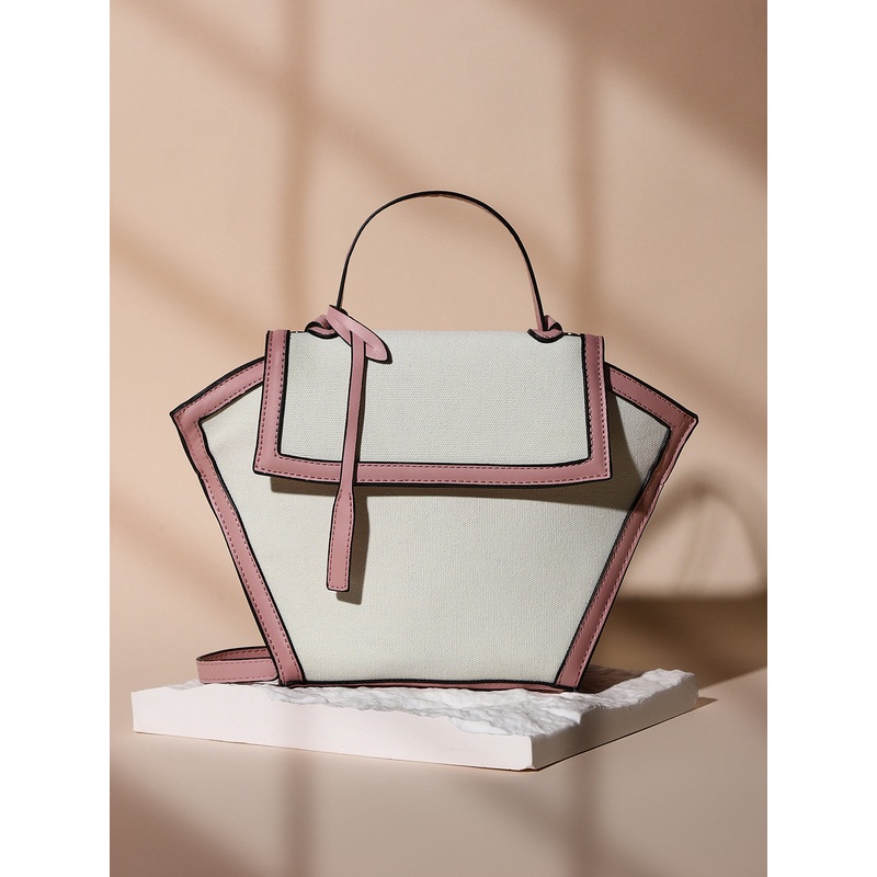 The Roma Canvas Hand Bag - Blush Pink & Cloud White