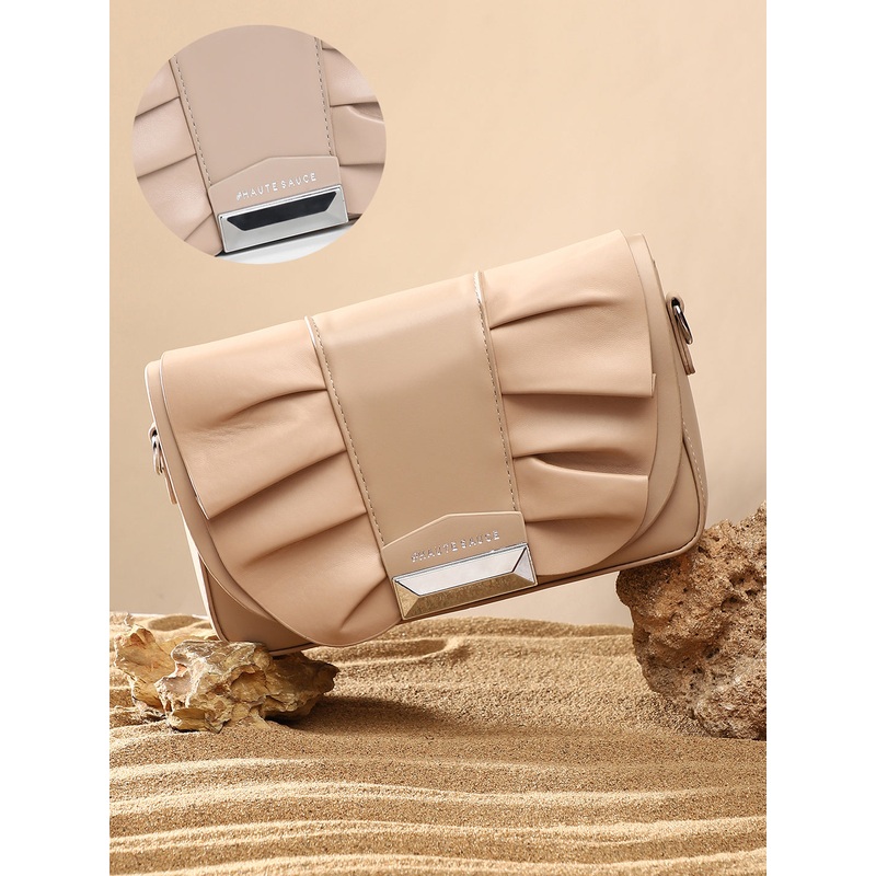 The Ruched Sling Bag - Beige