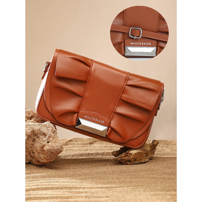 The Ruched Sling Bag - Chocolate Brown
