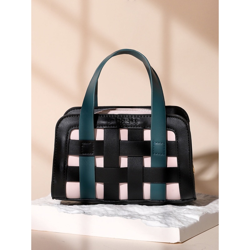 The Weave Camera Mini Sling Bag - Teal Green & Onyx Black