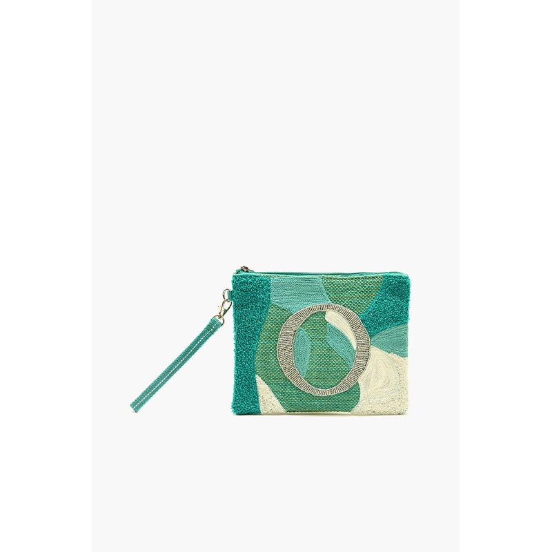 Beaded and Tufted Monogram Pouch-O Initial