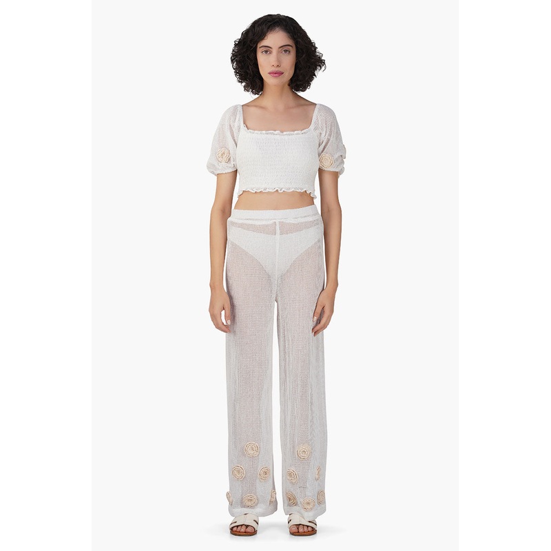Blanca Sheer Smocked Top
