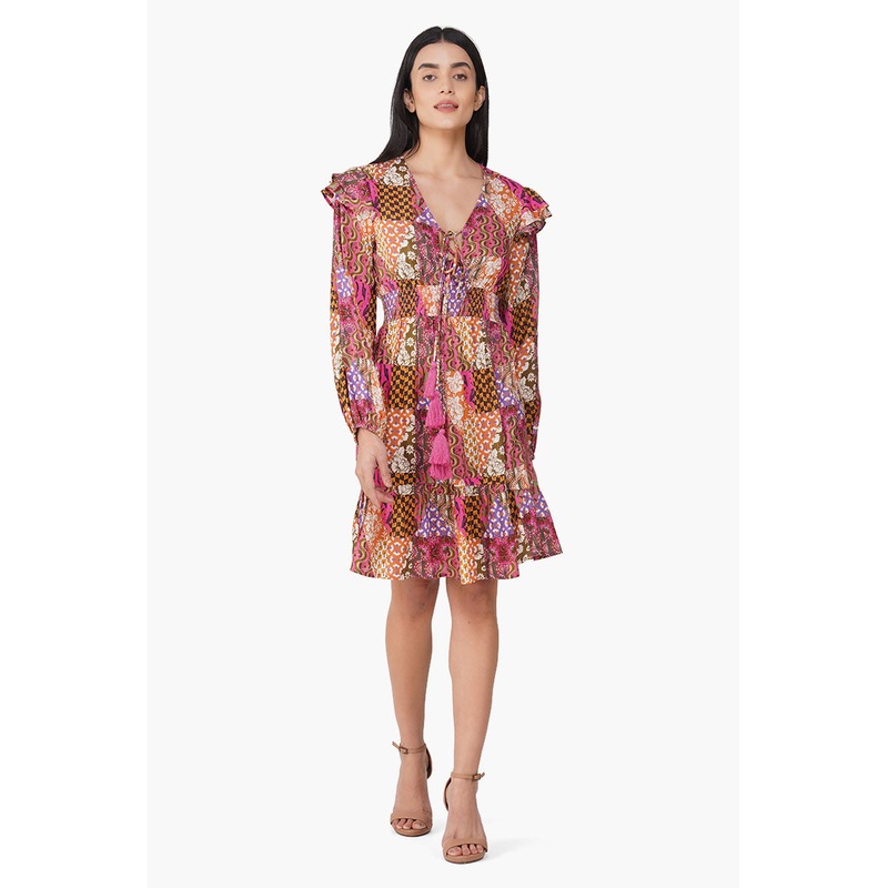 Boho Bliss Patchwork Short Dress