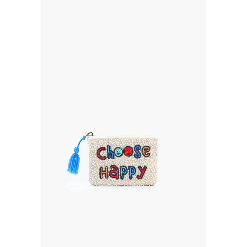 Choose Happy Embroidered Pouch