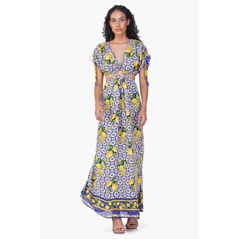Citrus Lemon Lurex Print Dress