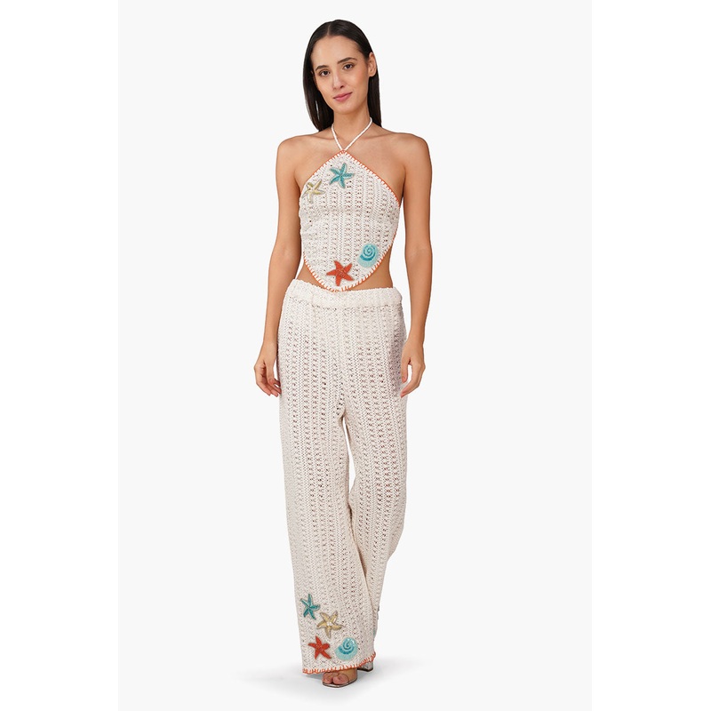 Coastel Patch Crochet Embellished Hanky Top