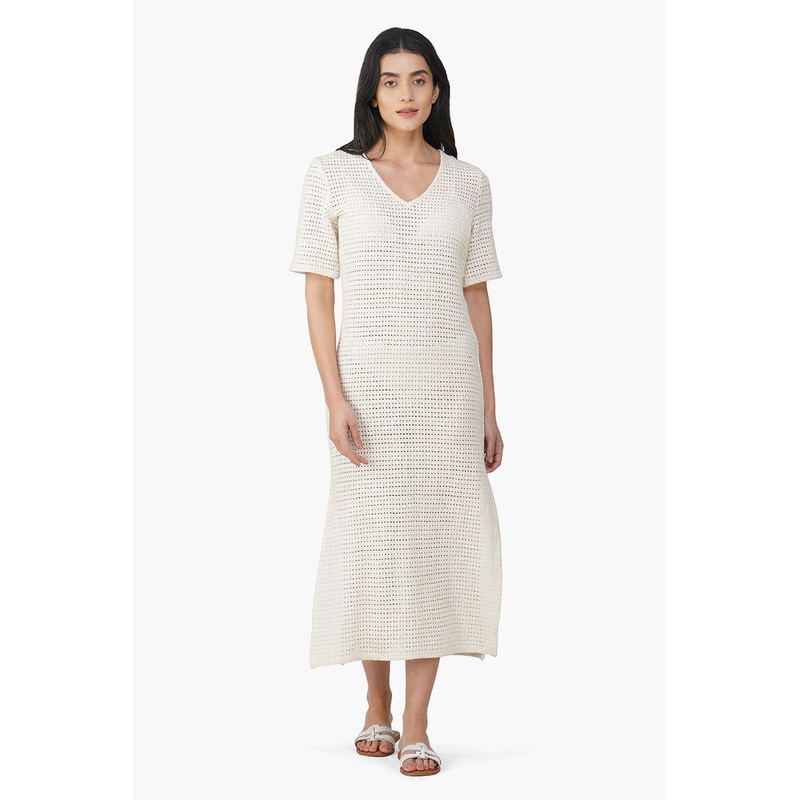 Ecru Crochet Lace Fabric Cover Up