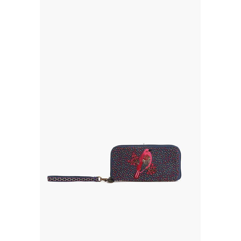 Embellished Wallet with wristlet-Birds