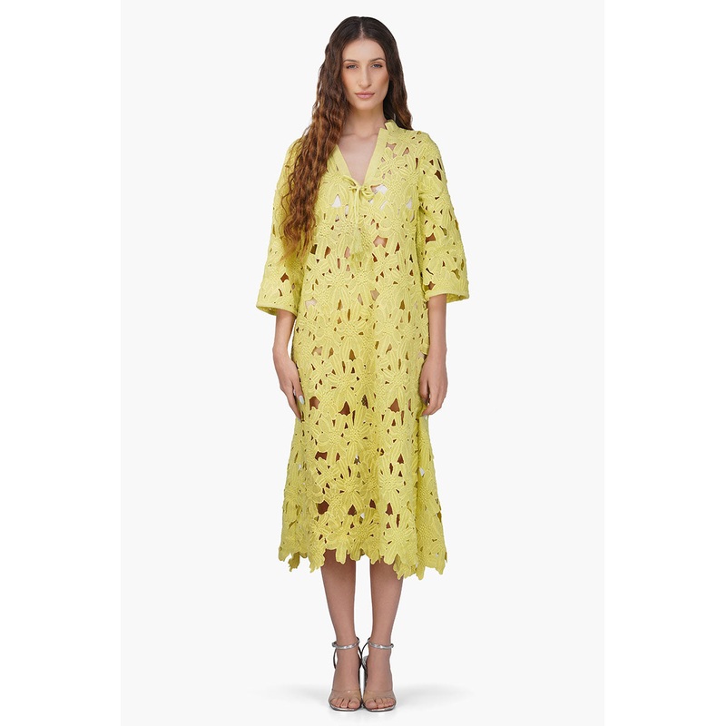 Fall For Neon Floral Lace Cover Up Dress