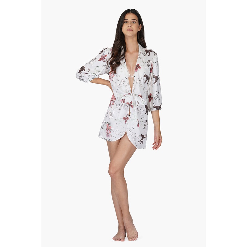Jaguar Floral Front Tie Cover Up