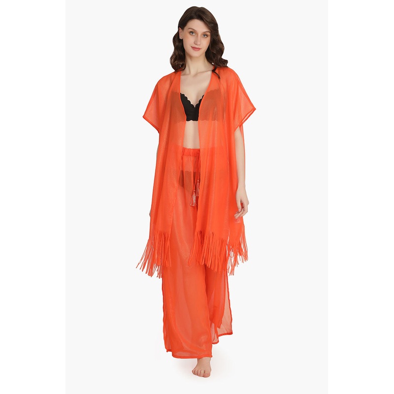 Orange Shimmer Sheer Cover Up
