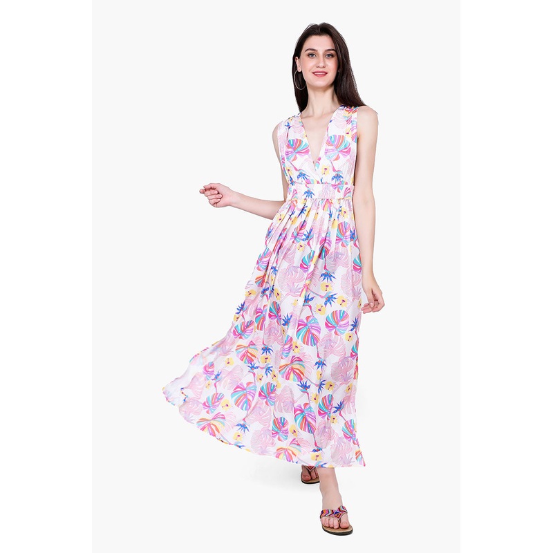 Palm Florals Maxi Dress
