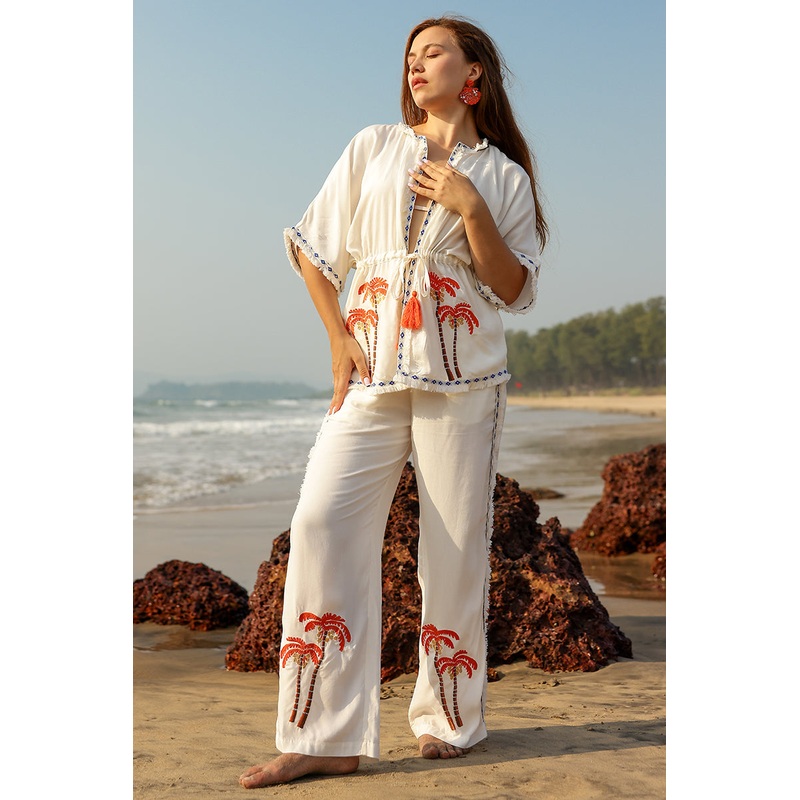 Palm Queen Embellished Short Cover Up