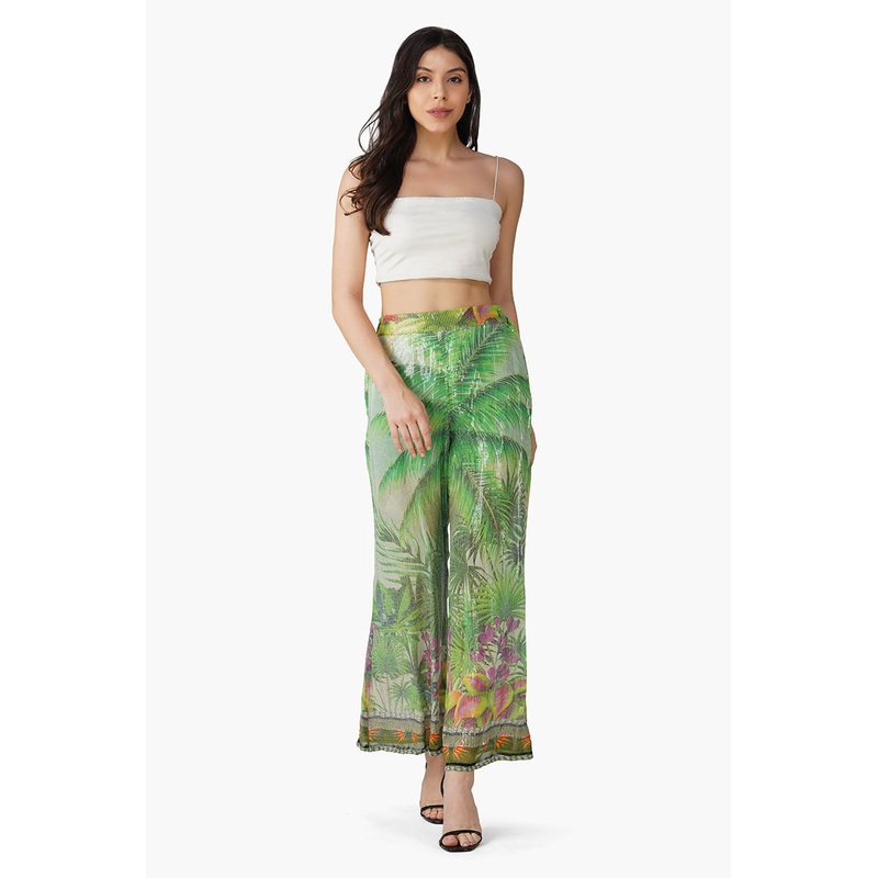 Palm Tree Sequinned Pants