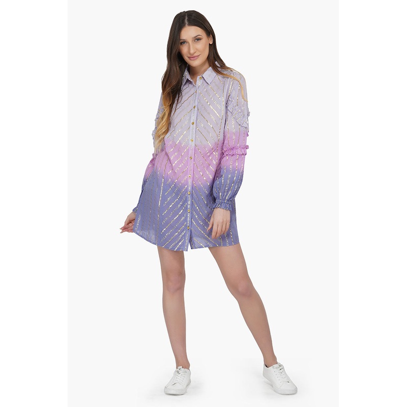 Very Peri Cotton Shirt Dress