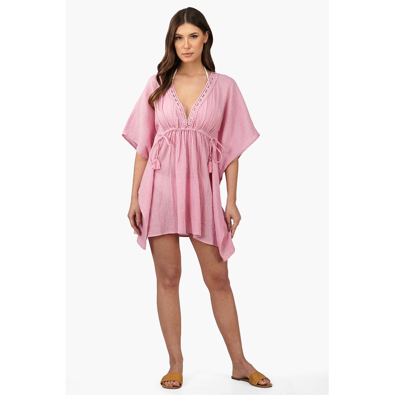 Wild Rose Cotton Lace Cover Up Kaftan