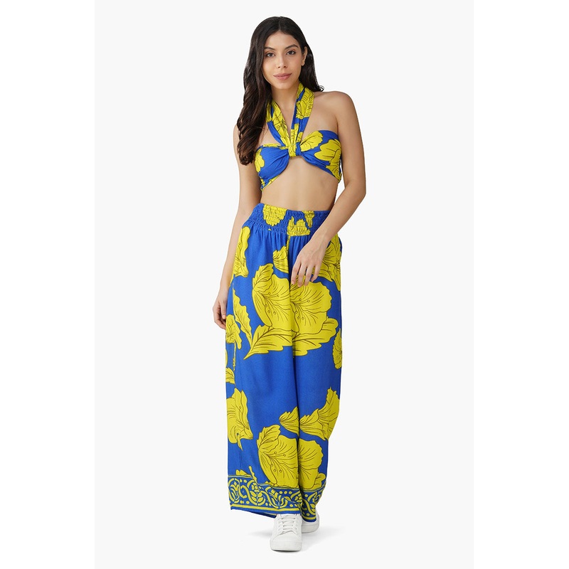 Yellow Daze Printed Halter Top
