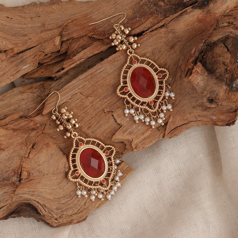 Accessorize London Red Gold Plated Earring Metal Drops & Danglers