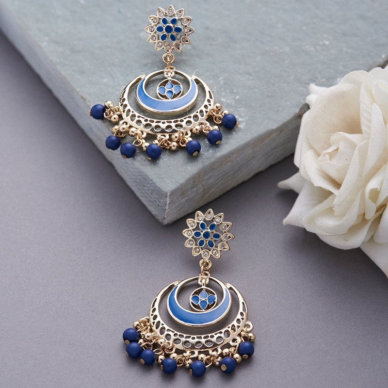 Accessorize London Women's Gold & Navy Chandbali Earring