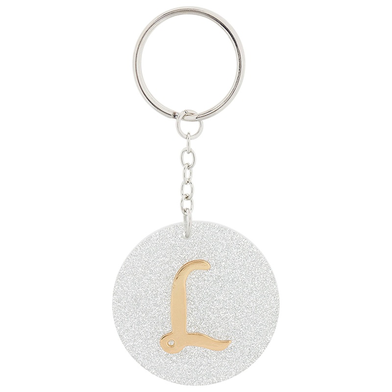 Accessorize London Women's Sparkle Disc Initial Keyring - L