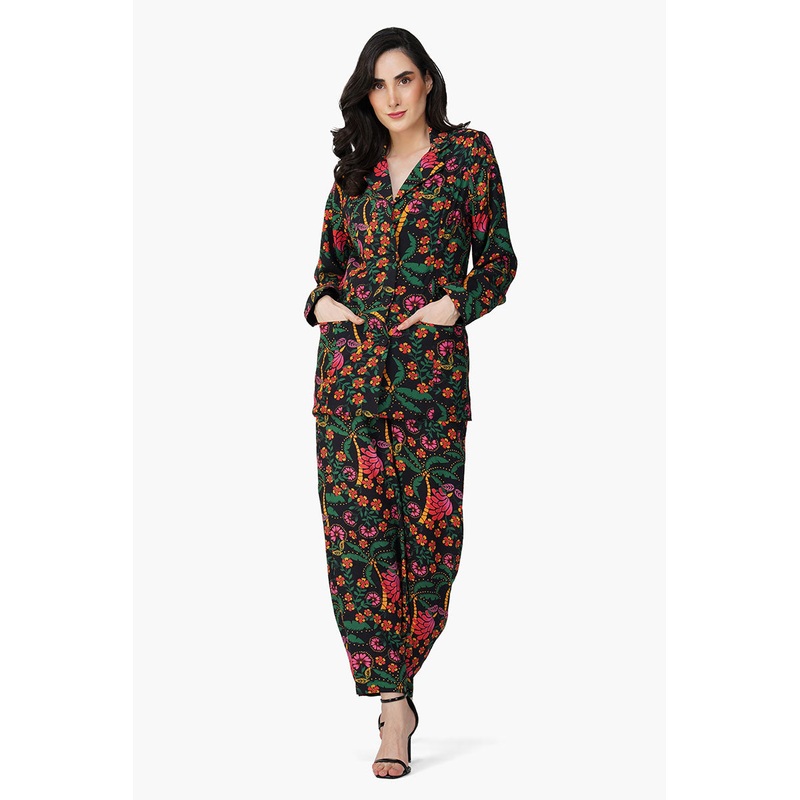 Black Autumn Flora Pants