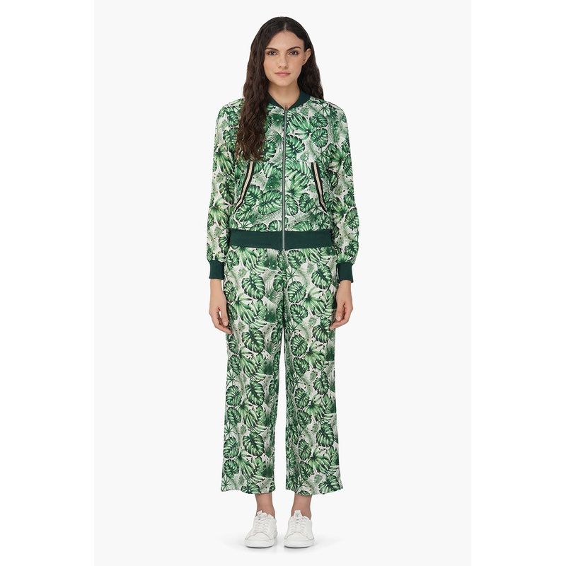 Green Palm Printed Pants