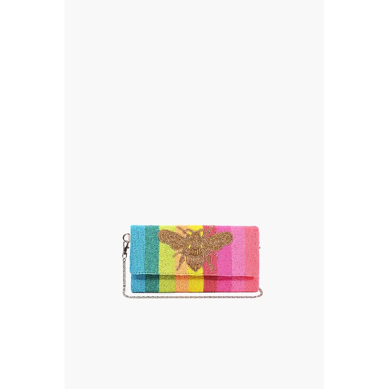 Rainbow Bee Beaded Clutch