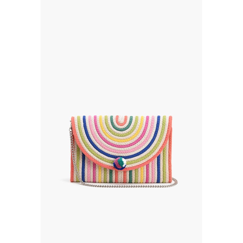 Recycled Cotton Stripe Clutch-Natural Multi