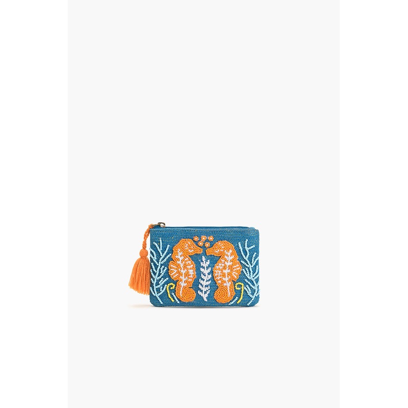 Sea Horse Teal Coin Pouch