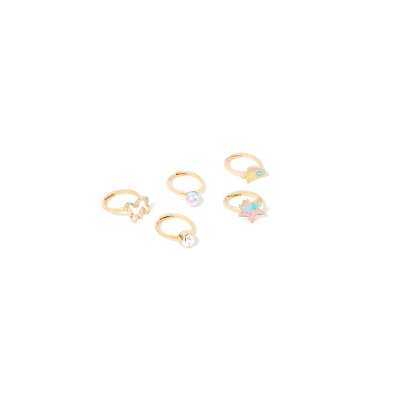 Accessorize Girl set of 5 Unicorn Ring Set