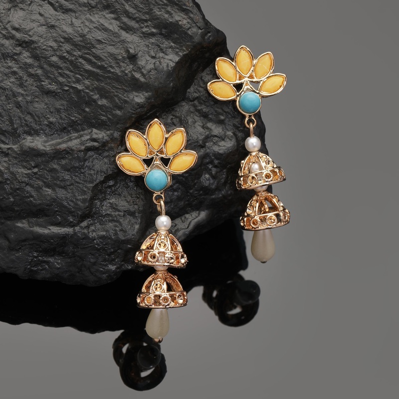 Accessorize London Double Dome Gold Short Drop Earring Metal Drops & Danglers