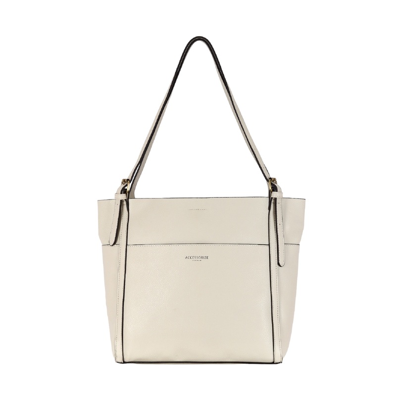 Accessorize London women's Faux Leather White Sadie Slouch Shoulder bag